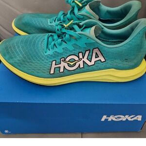 Hoka One One Cielo X 2 LD Running Shoes Blue Green Yellow Ceramic Evening Mens 9